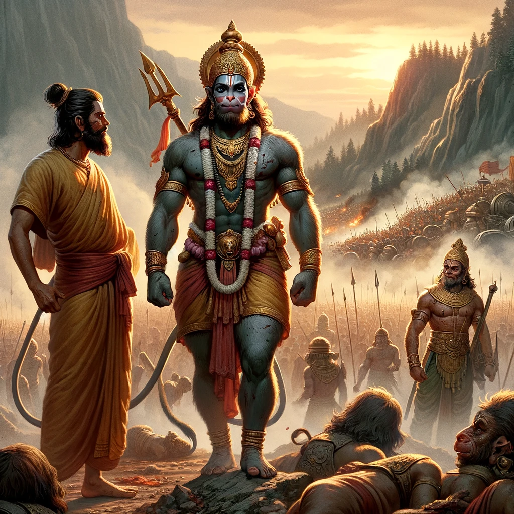 After Fighting the Rakshasas, Hanuman Returns to Rama